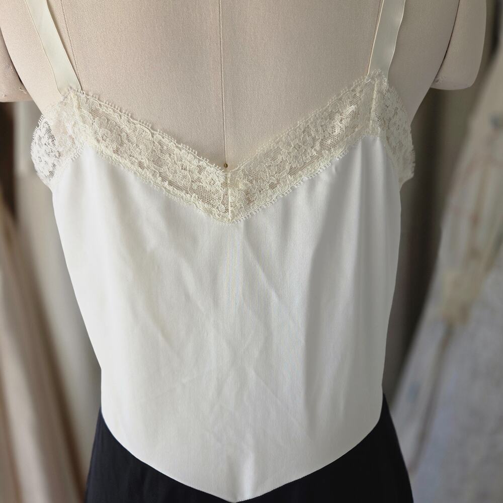 Van Raalte Vintage Slip Size 38 M L White Black Nylon Lace 50s 60s Two Tone - Picture 9 of 11